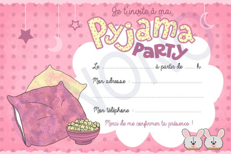 Carte D'Anniversaire À Imprimer Soirée Pyjama Lovely tout Carte D Anniversaire Fille A Imprimer