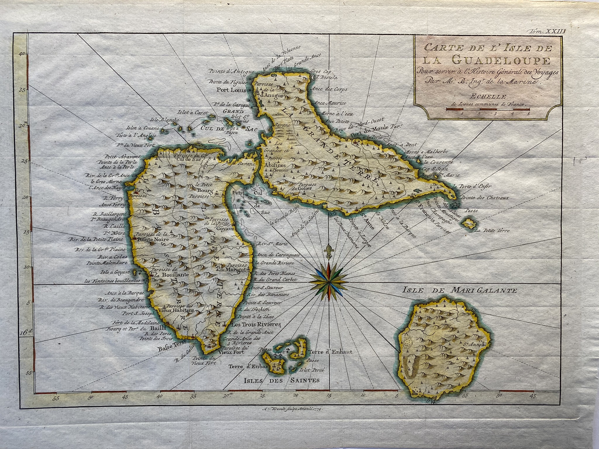 Carte De L&amp;#039; Ile De La Guadeloupe, M.bonne, 1760 pour Carte De La Guadeloupe À Imprimer 