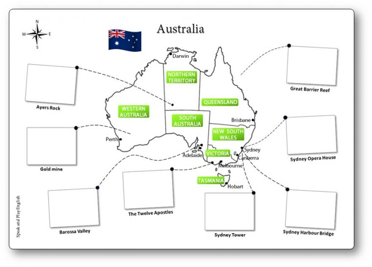 Carte De L'Australie Illustrée : Connaître La Géographie concernant Carte Des Etats Unis À Imprimer