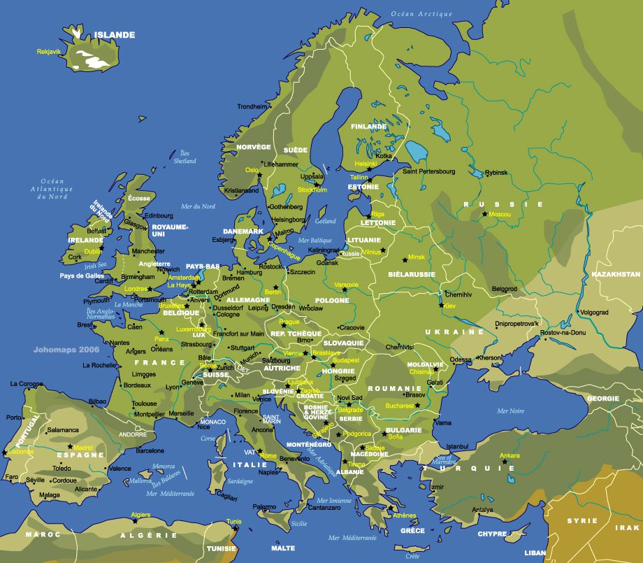 Carte De L'Europe - Cartes Reliefs, Villes, Pays, Euro, Ue intérieur Carte Pays Europe A Completer