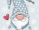 Carte De Voeux Noël Gnome De Dessin Animé Mignon Sur Un avec Dessin Noel