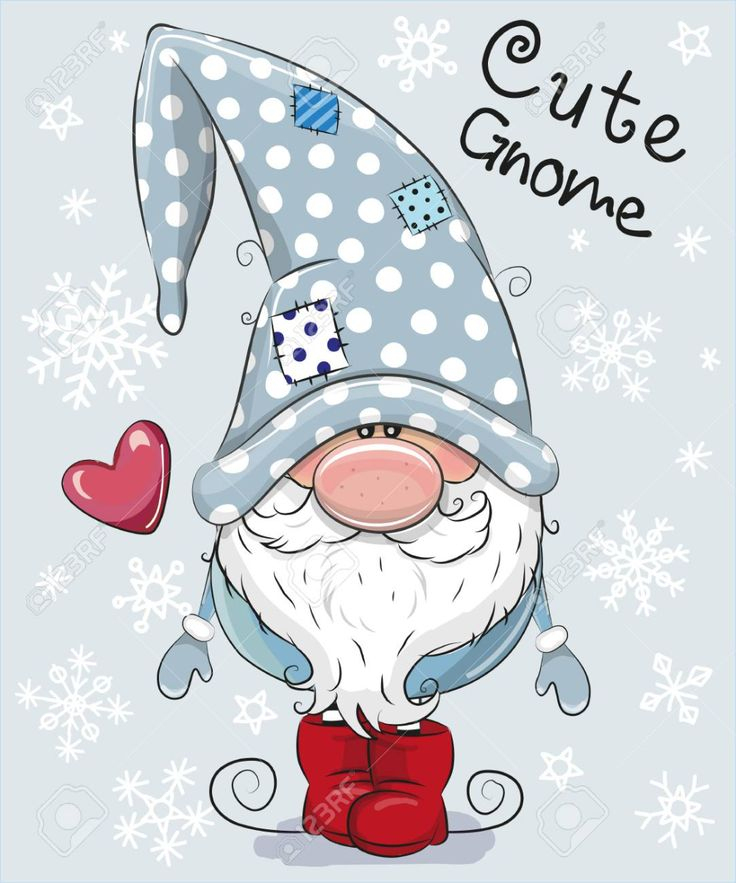 Carte De Voeux Noël Gnome De Dessin Animé Mignon Sur Un avec Dessin Noel