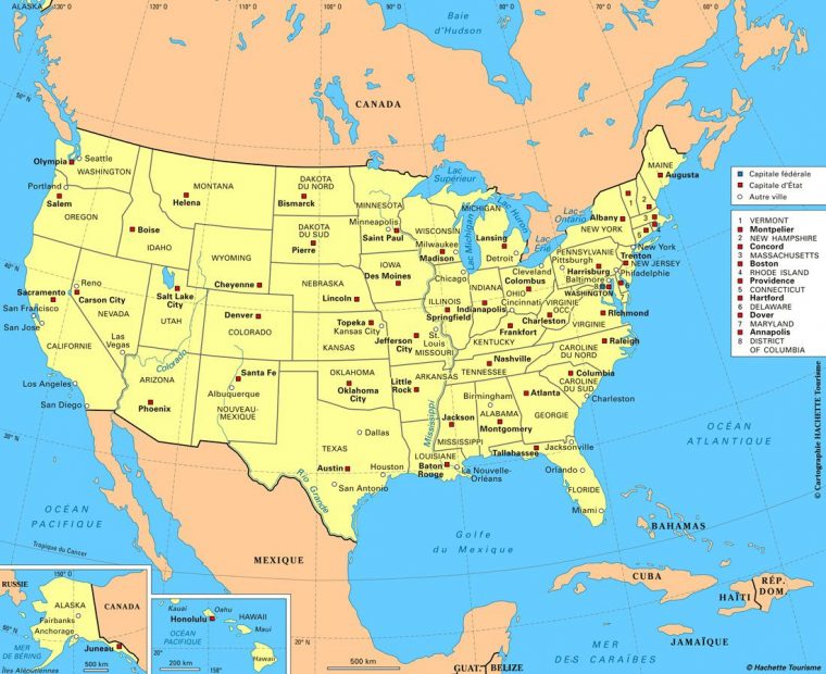 Carte Des Usa (Etats-Unis) – Cartes Du Relief, Villes concernant Carte Amerqieus Avec Tout Les Villes