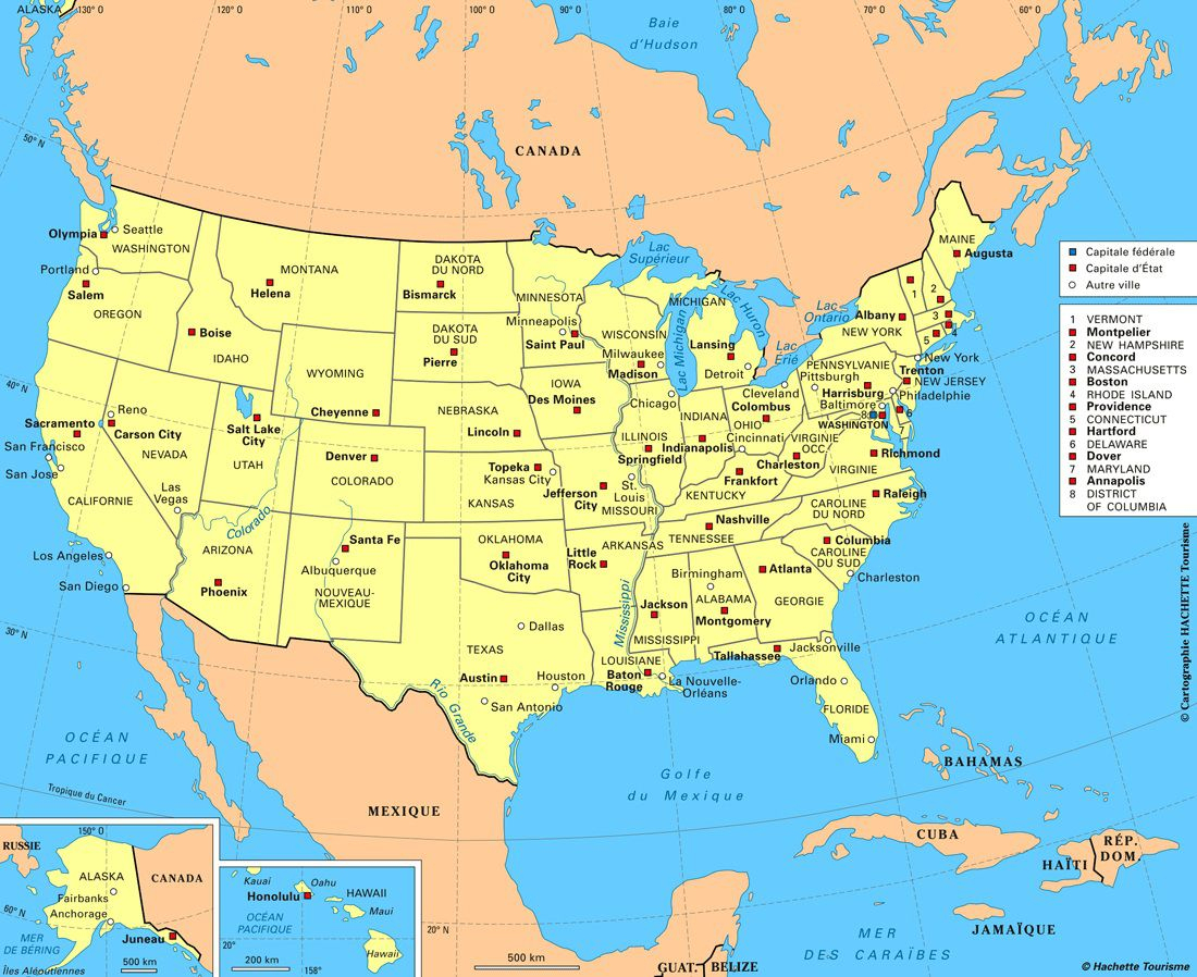 Carte Des Usa (Etats-Unis) - Cartes Du Relief, Villes concernant Carte Amerqieus Avec Tout Les Villes 