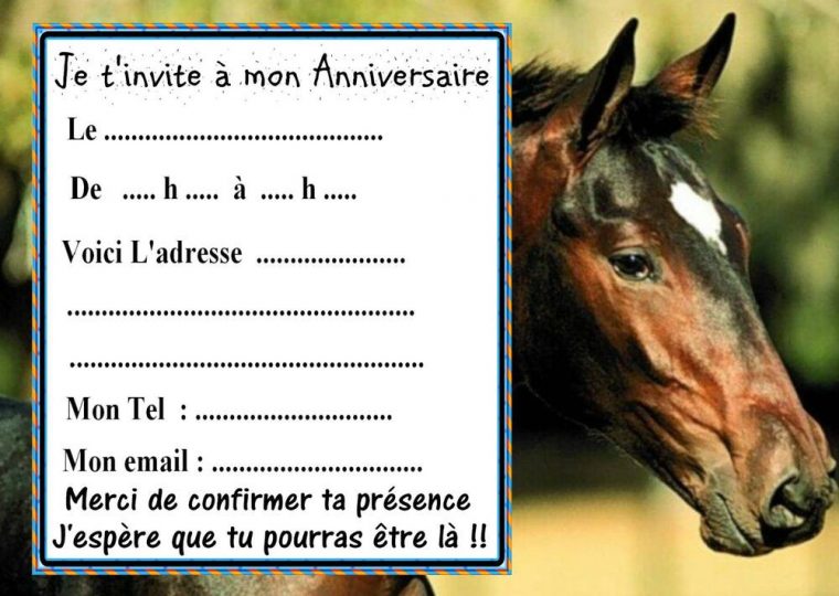 Carte D'Invitation Anniversaire Chevaux Gratuite À dedans Cartes D Invitation À Imprimer