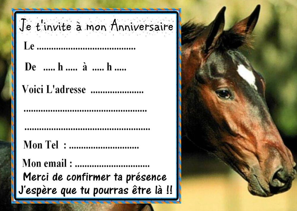 Carte D&amp;#039;Invitation Anniversaire Chevaux Gratuite À dedans Cartes D Invitation À Imprimer 