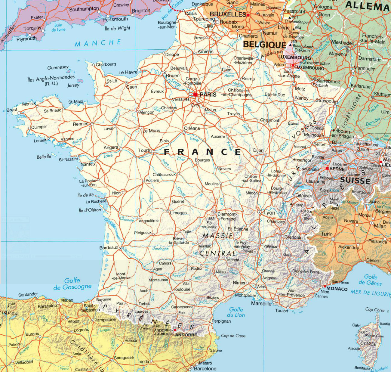 Carte France Villes » Vacances - Arts- Guides Voyages avec Carte Autoroute Gratuite France 2016 