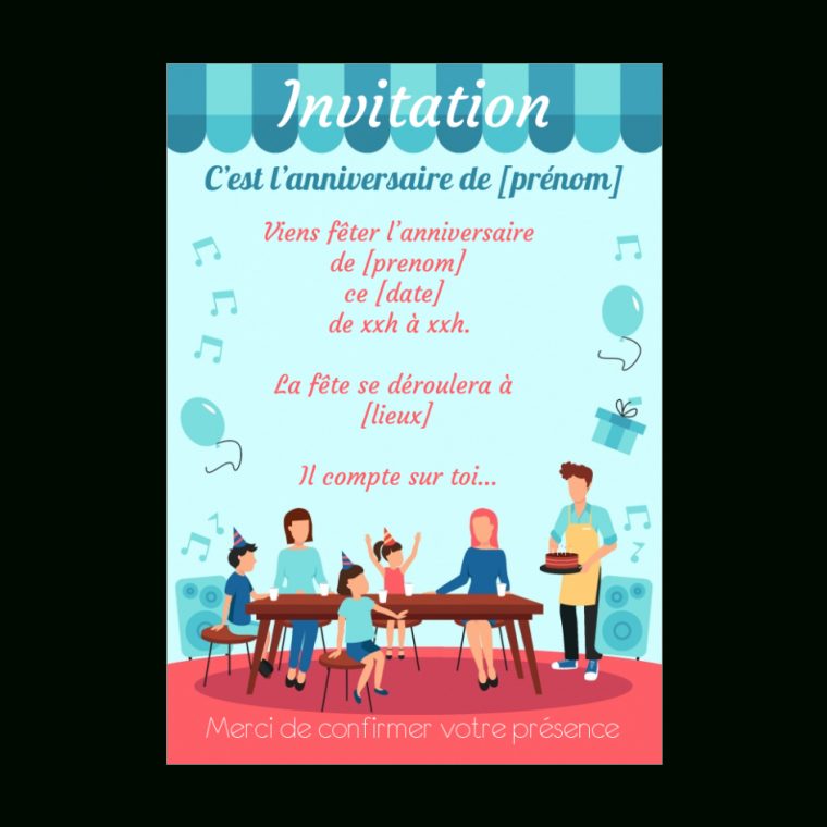 Carte Invitation Anniversaire Repas Enfant Gateau Gratuit serapportantà Carte D Invitation À Imprimer Gratuite