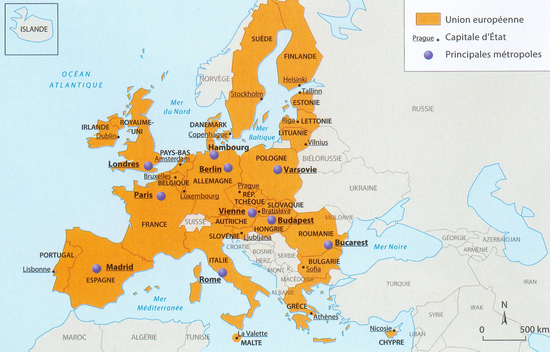 Carte Les 10 Principales Métropoles De L'Union Européenne1 dedans Carte Union Europã©Enne