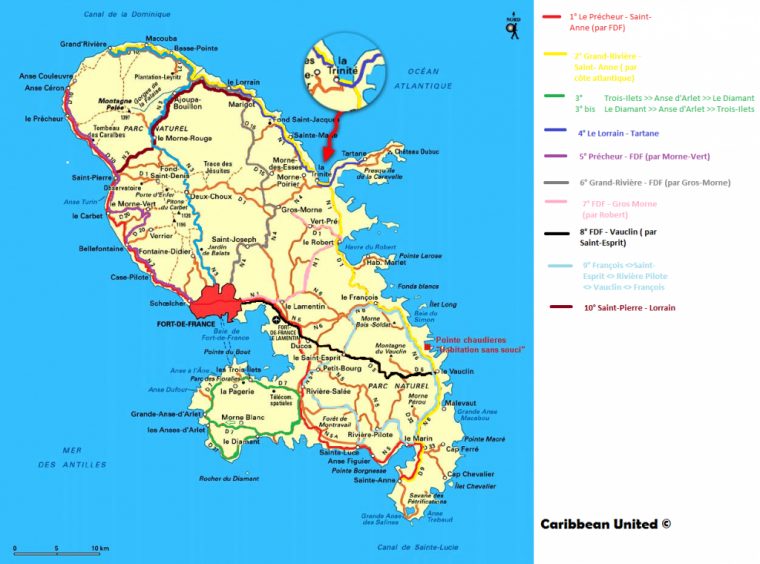 Carte Martinique – Plan Géographique – Arts Et Voyages dedans Carte De La Guadeloupe À Imprimer