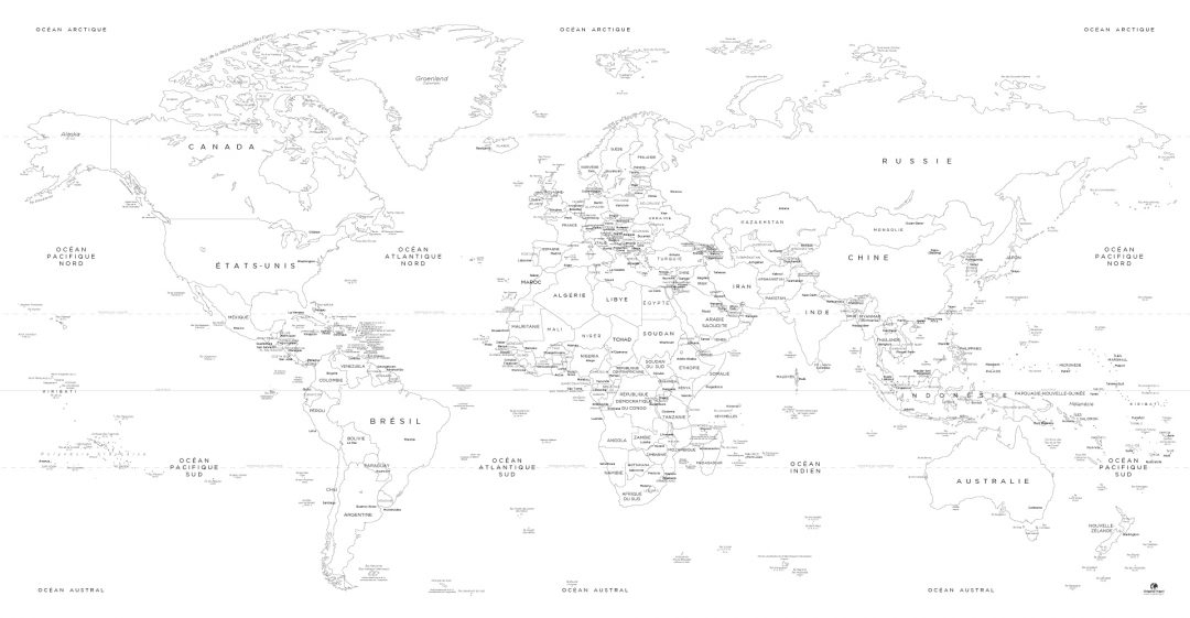 Carte Monde Vierge - Mappemonde Personnalisable - Carte à Carte Europe En Noir Et Blanc