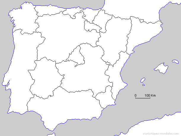 Carte Noir Et Blanc Espagne, Carte De L'Espagne En Noir Et dedans Carte Europe En Noir Et Blanc
