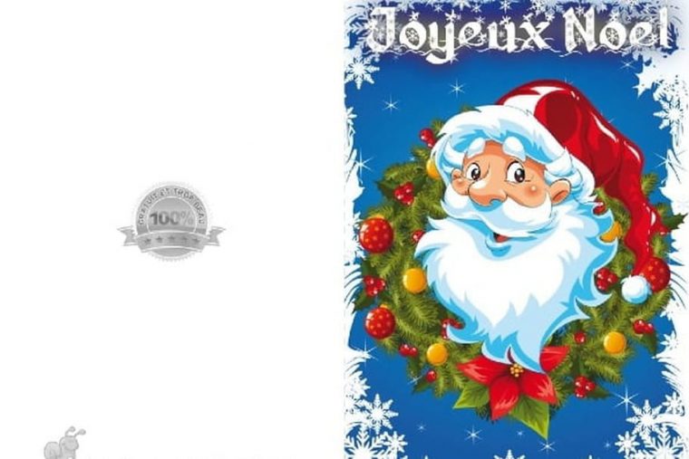 Carte Père Noël Et Couronne serapportantà Carte De Noel A Imprimer