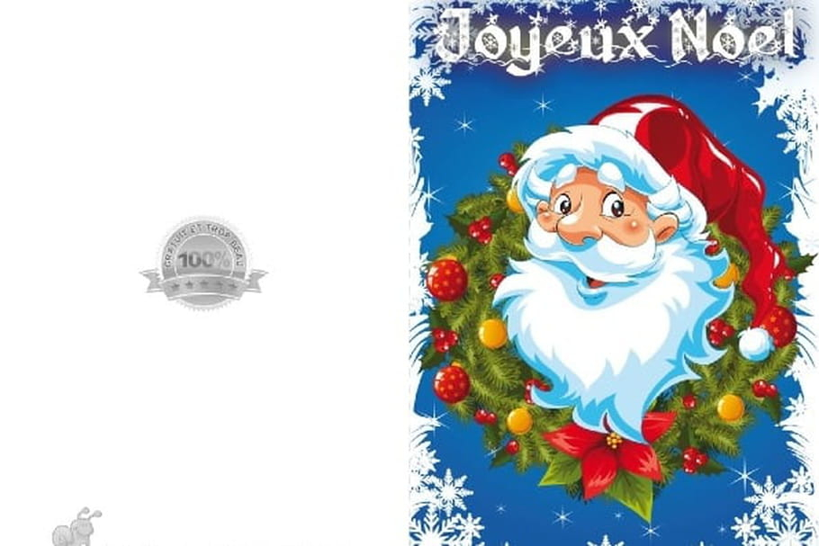 Carte Père Noël Et Couronne serapportantà Carte De Noel A Imprimer 