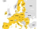 Carte Politique De L'Europe Avec En Jaune 27 États Membres tout Carte Union Europã©Enne