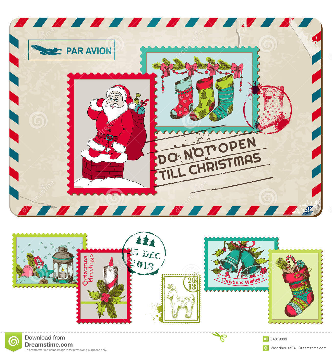 Carte Postale De Vintage De Noël Avec Des Timbres à Carte Postale De Noel A Imprimer