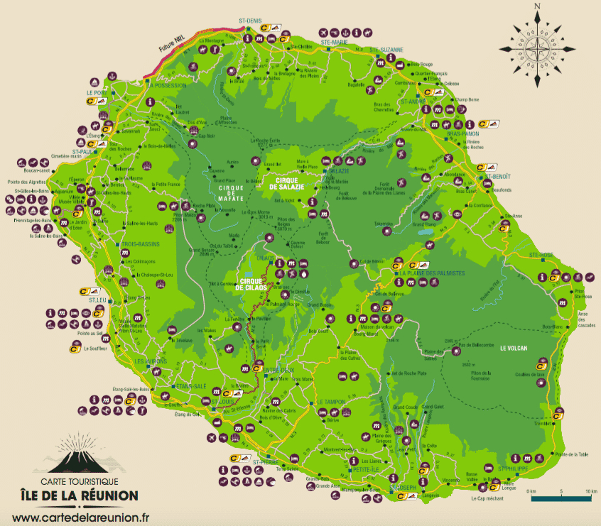 Carte Routière Et Touristique De La Réunion - Carte De La serapportantà Carte De La Thailande À Imprimer 