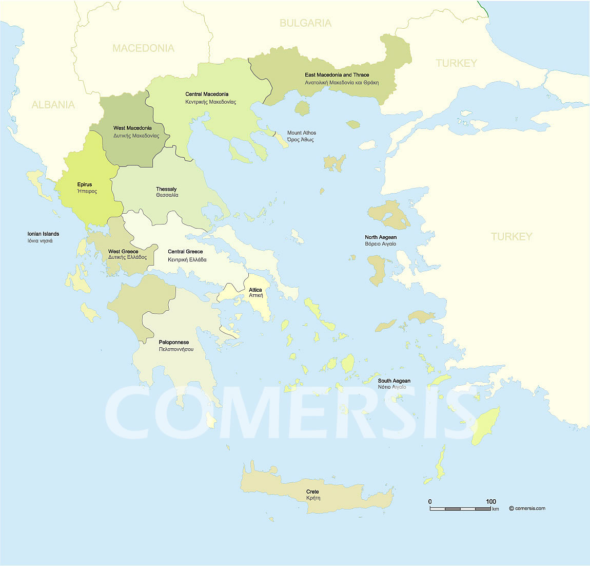 Cartes Grèce pour Grece Regions 