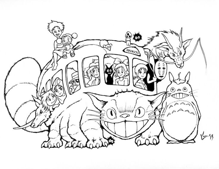 Catbus Coloring Page  Coloring Books, Bus Drawing encequiconcerne Coloriage Totoro