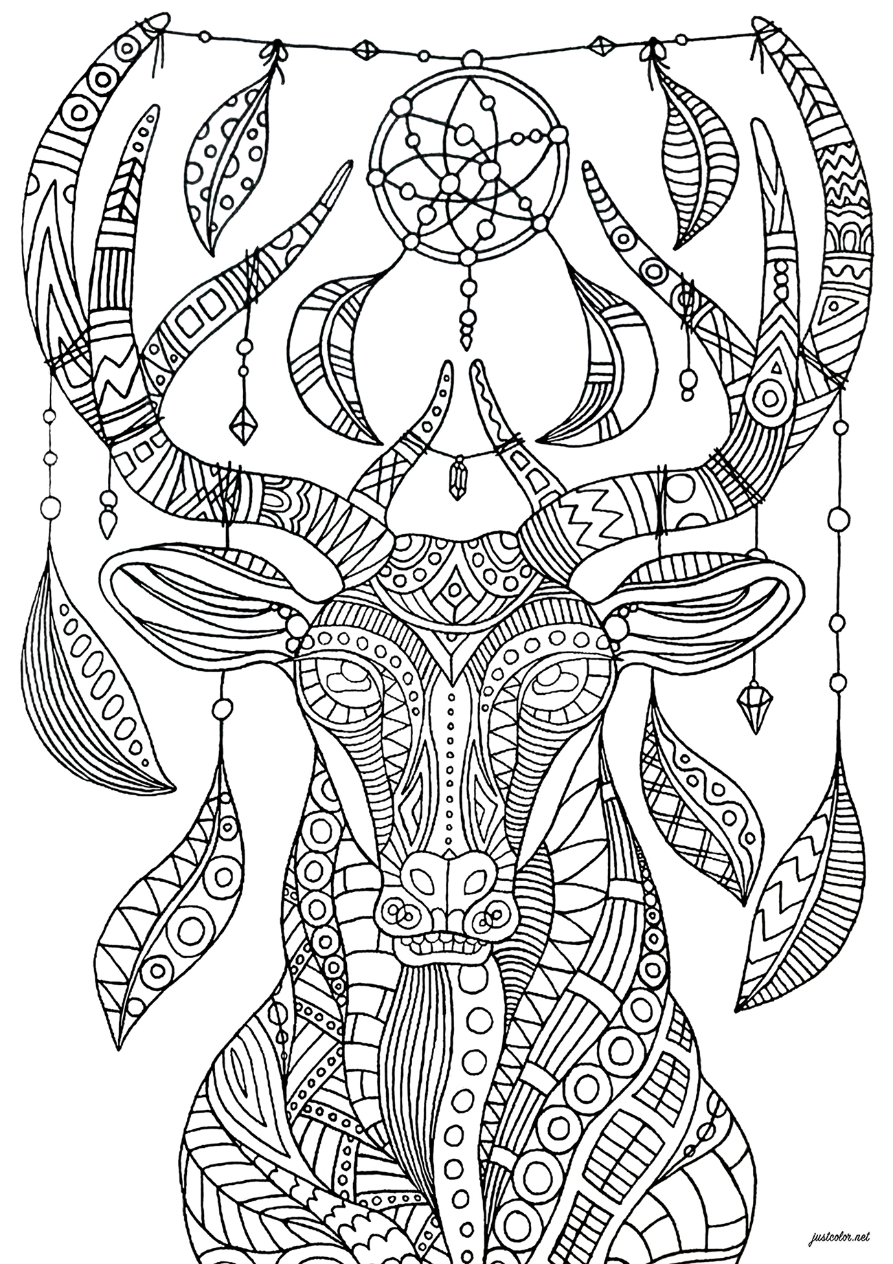 Cerf Attrape Rêves Complexe - Cerfs - Coloriages destiné Coloriage Difficile Pour Adulte 