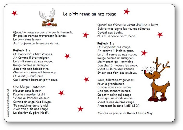 Chanson Le Petit Renne Au Nez Rouge – Paroles Illustrées À serapportantà Au Nez Rouge