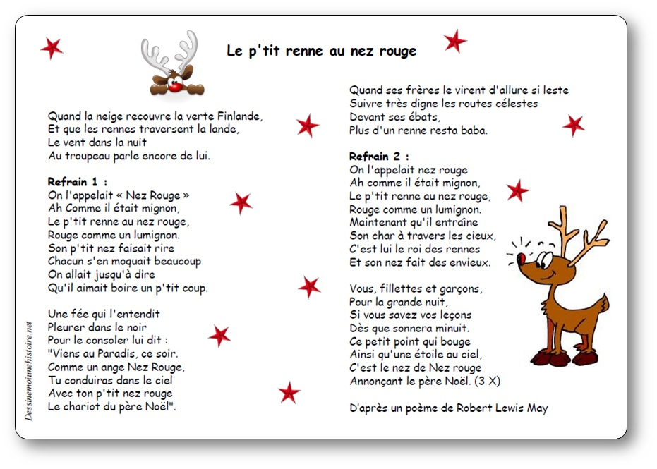 Chanson Le Petit Renne Au Nez Rouge - Paroles Illustrées À serapportantà Au Nez Rouge 