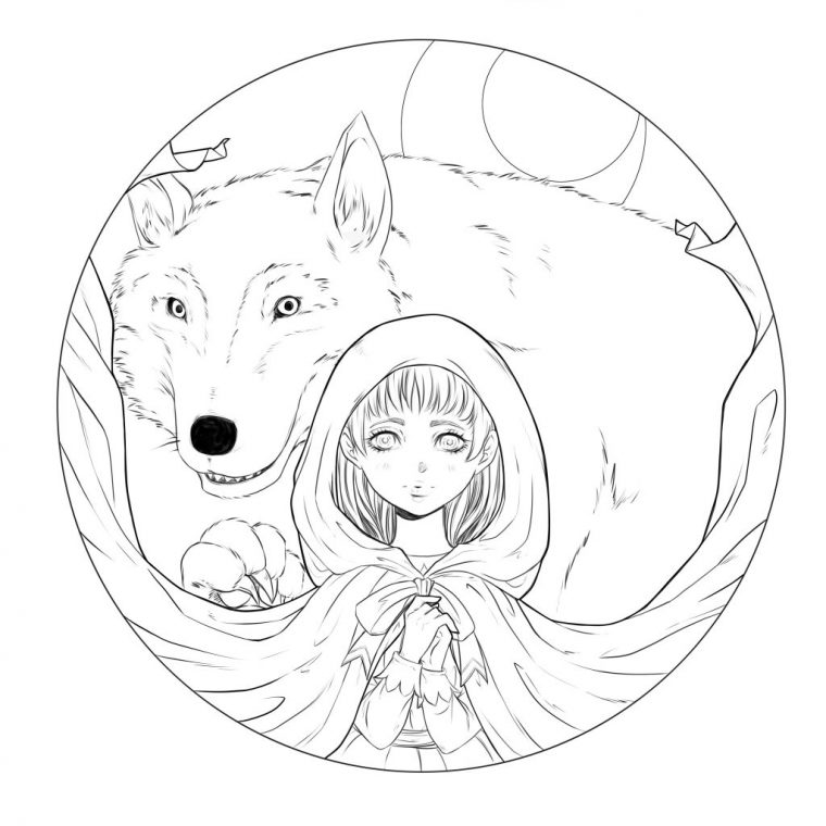 Chaperon Rouge Version À Colorier Par Dar-Chan – Artherapie.ca pour Coloriage Petit Chaperon Rouge