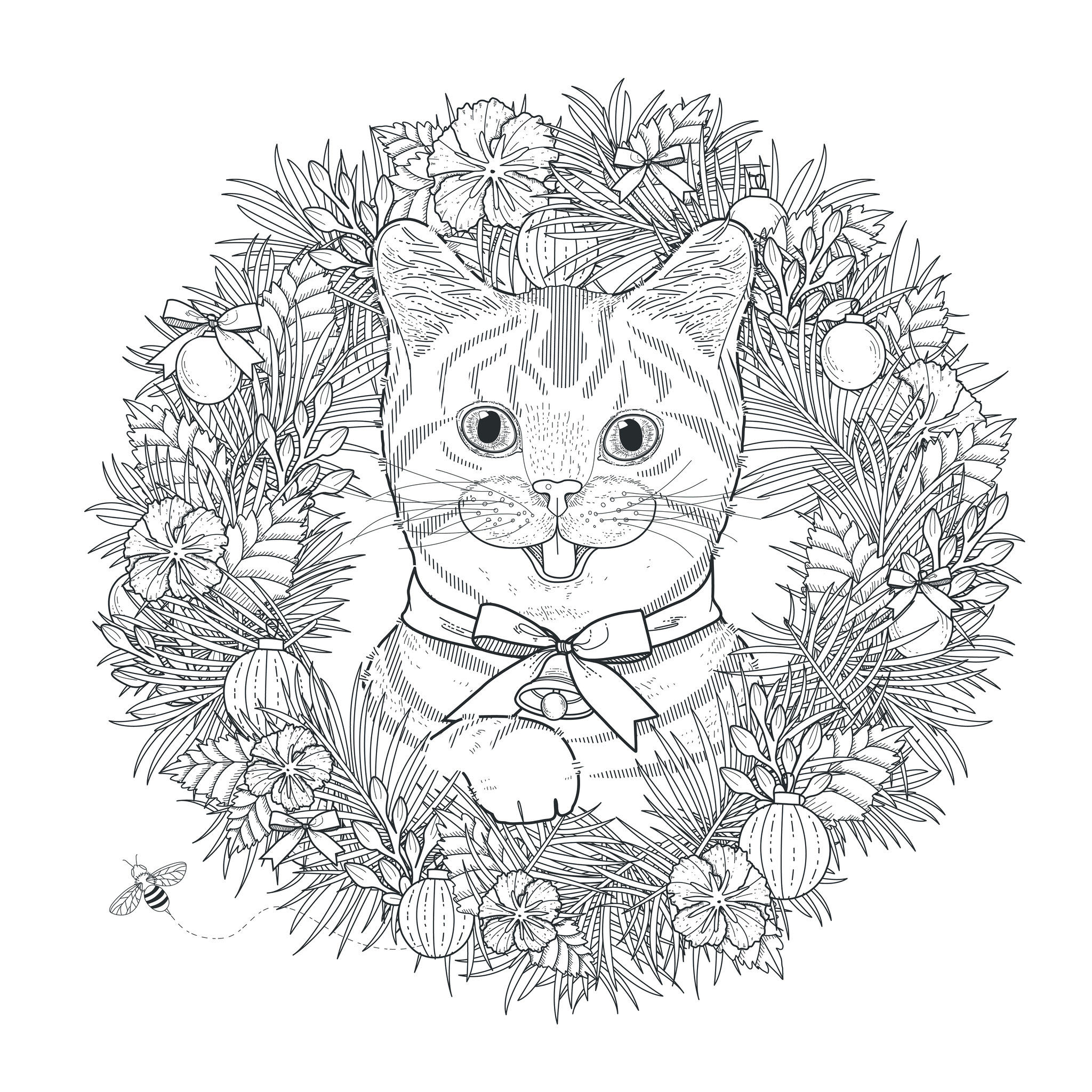 Chat Mignon - Chats - Coloriages Difficiles Pour Adultes intérieur Chat À Colorier