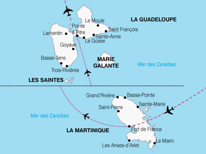 Circuit Antilles - Guadeloupe - Martinique : Les Antilles encequiconcerne Carte De La Guadeloupe À Imprimer 