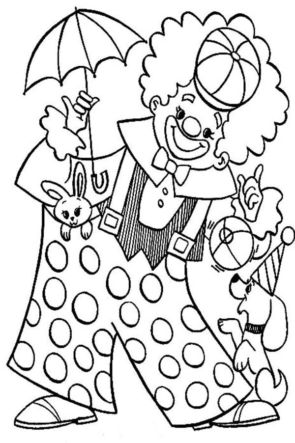 Clown Playing With Animal Circus Coloring Page : Color Luna avec Coloriage Clown 