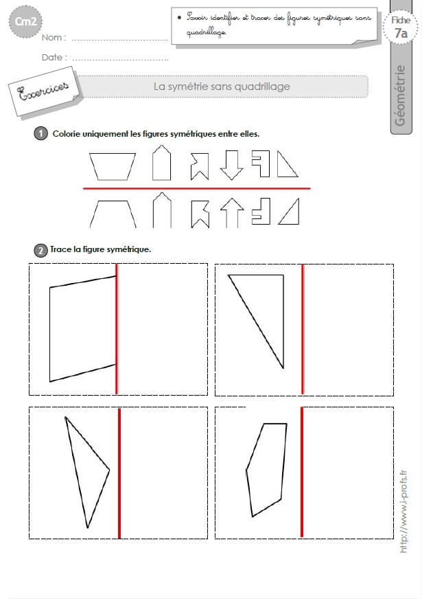 Cm2: Exercices La Symetrie Axiale Sans Quadrillage Figures encequiconcerne Geometrie A Imprimer 