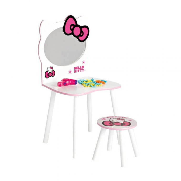 Coiffeuse Et Tabouret Hello Kitty 49X42X92Cm Coloris Blanc encequiconcerne Petite Maison Hello Kitty