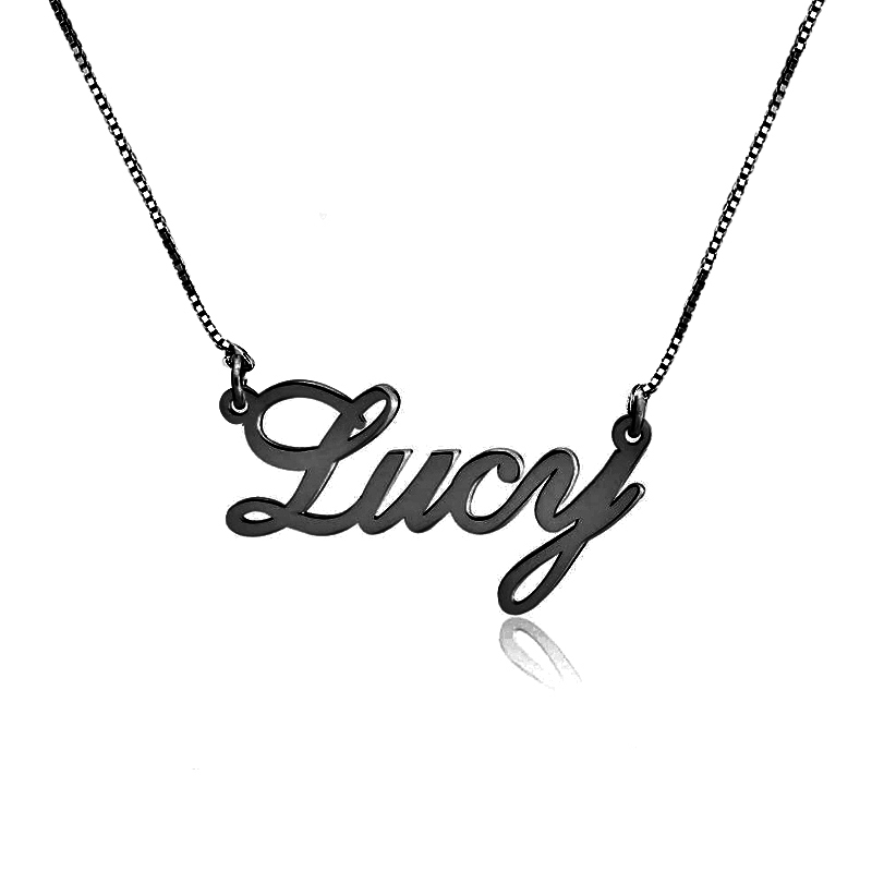 Collier Prénom Personnalisé Style Lucy Noir - Drawelry.fr encequiconcerne Image Personnalisé Prenom Gratuit 