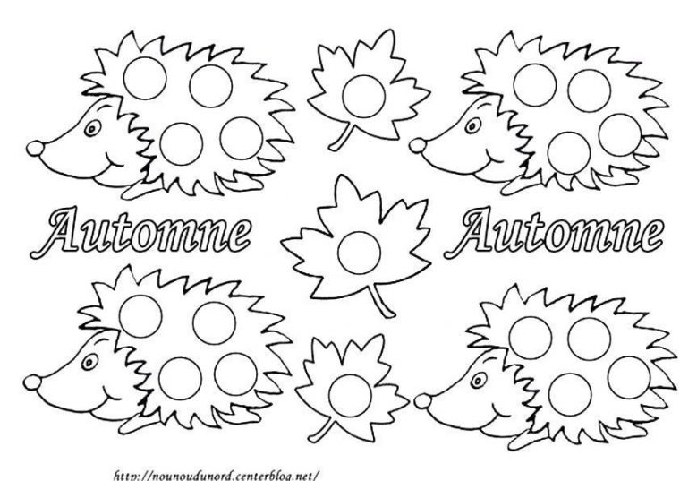 Coloriage 4 Hérissons D'Automne À Gommette encequiconcerne Coloriage Sur L Automne