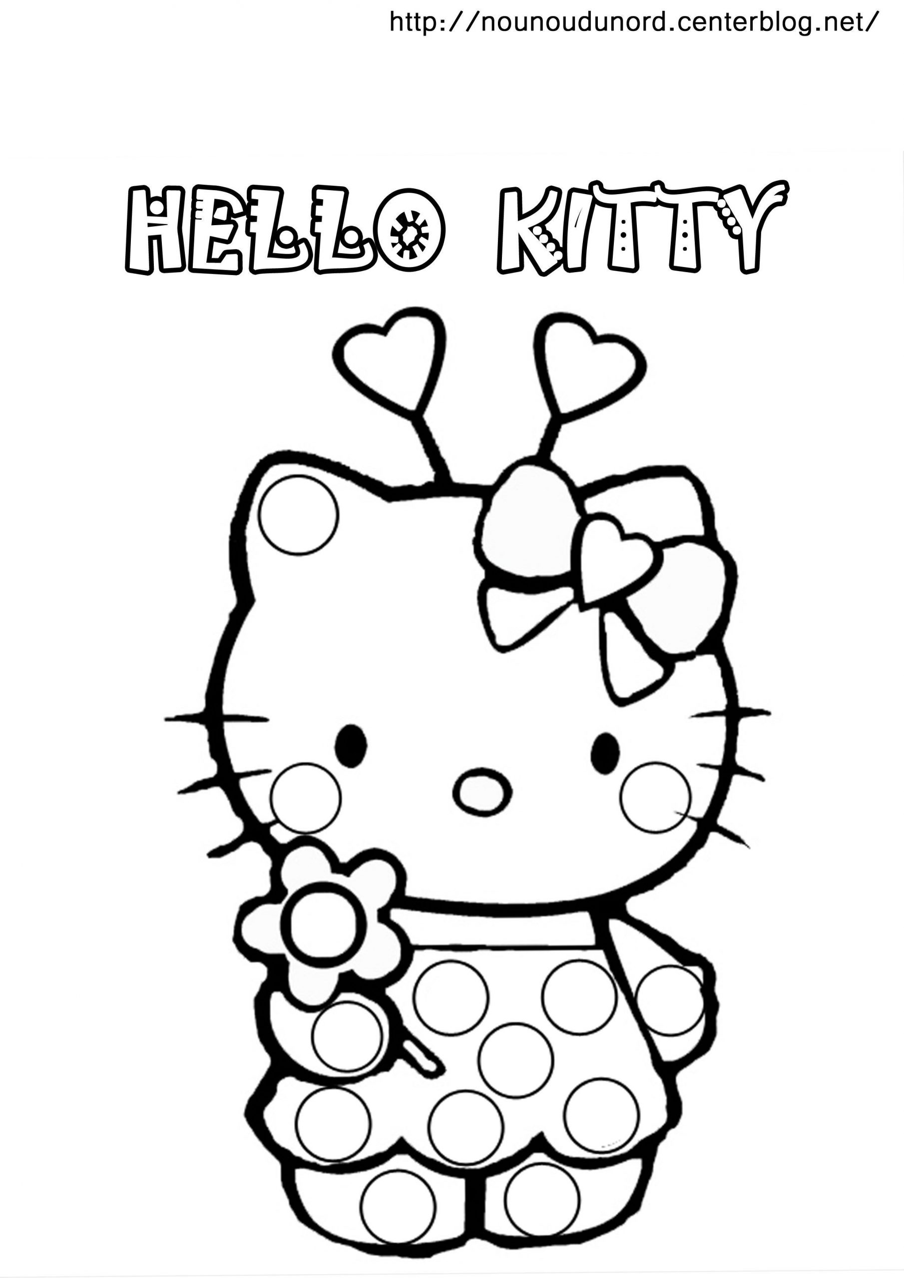 Coloriage À Gommettes Hello Kitty Dessiné Par Nounoudunord à Dessins De Hello Kitty