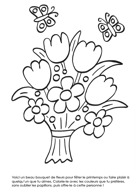 Coloriage À Imprimer : Bouquet De Fleurs Au Printemps dedans Dessin Bouquet De Fleurs 