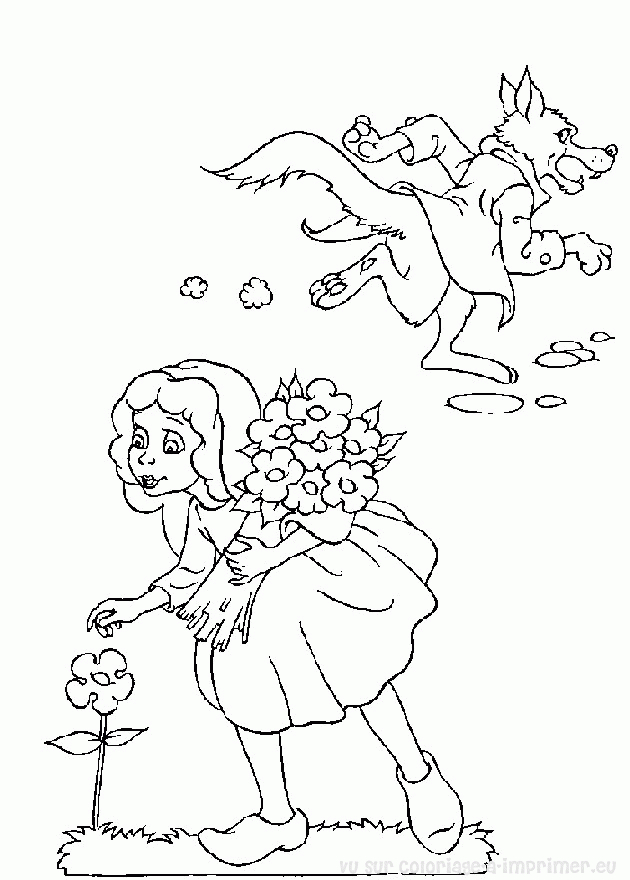 Coloriage À Imprimer Coloriage Le Petit Chaperon Rouge 003 pour Coloriage Chaperon Rouge 