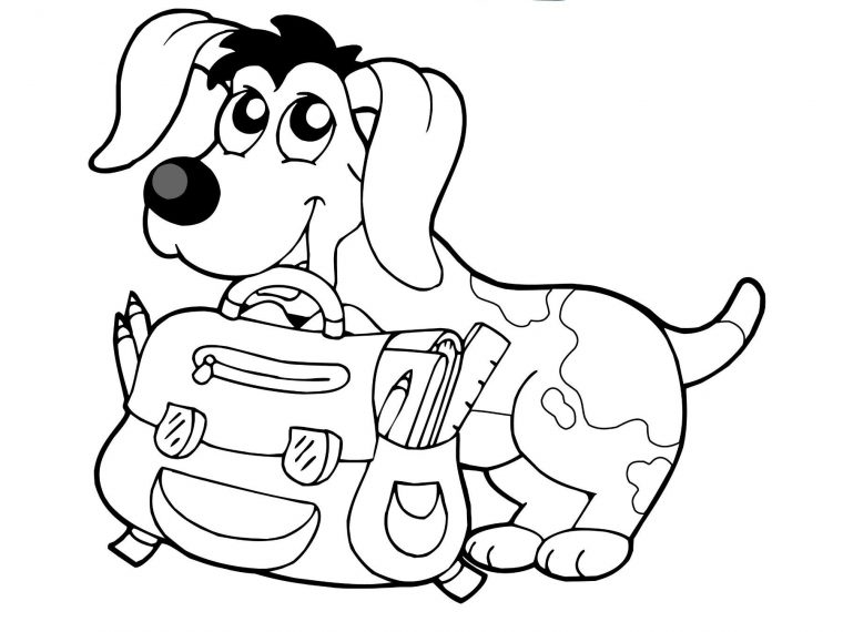 Coloriage À Imprimer De La Rentrée : Le Chien avec Coloriage Pour Bebe