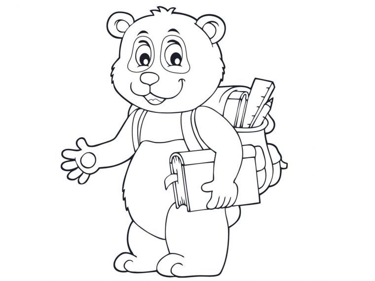 Coloriage À Imprimer De La Rentrée : L'Ours avec Grand Coloriage À Imprimer