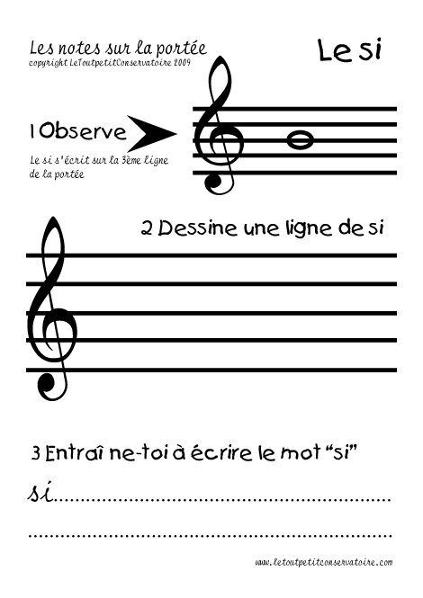 Coloriage À Imprimer: La Note Si Sur La Portée. Dessin destiné Notes De Musique À Imprimer