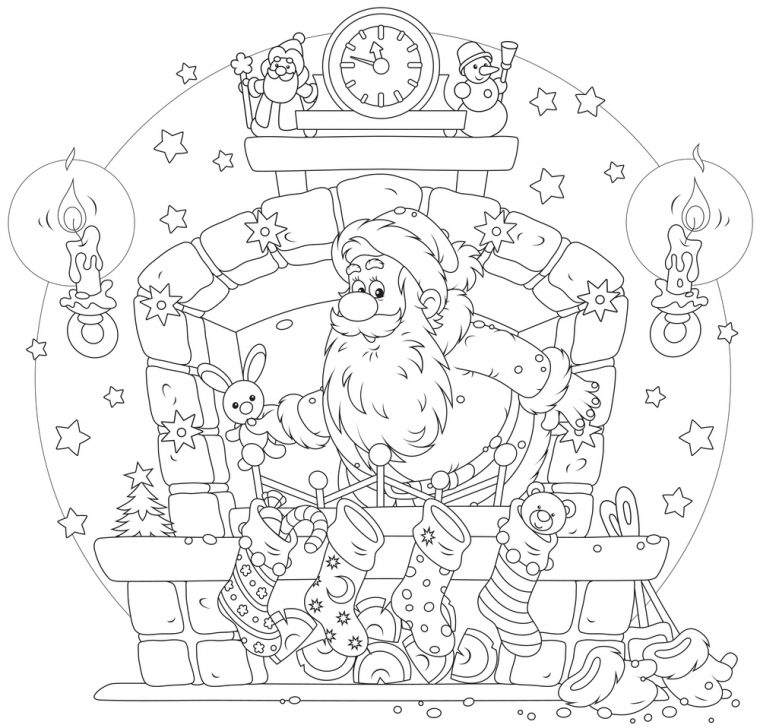 Coloriage À Imprimer : Le Père Noël Se Prépare pour Imprimer Coloriage