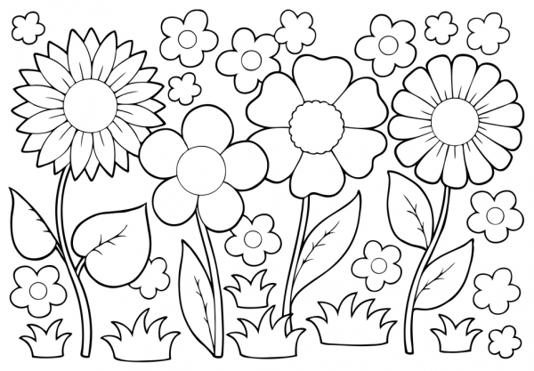 Coloriage À Imprimer : Petites Fleurs De Printemps intérieur Dessins De Printemps 