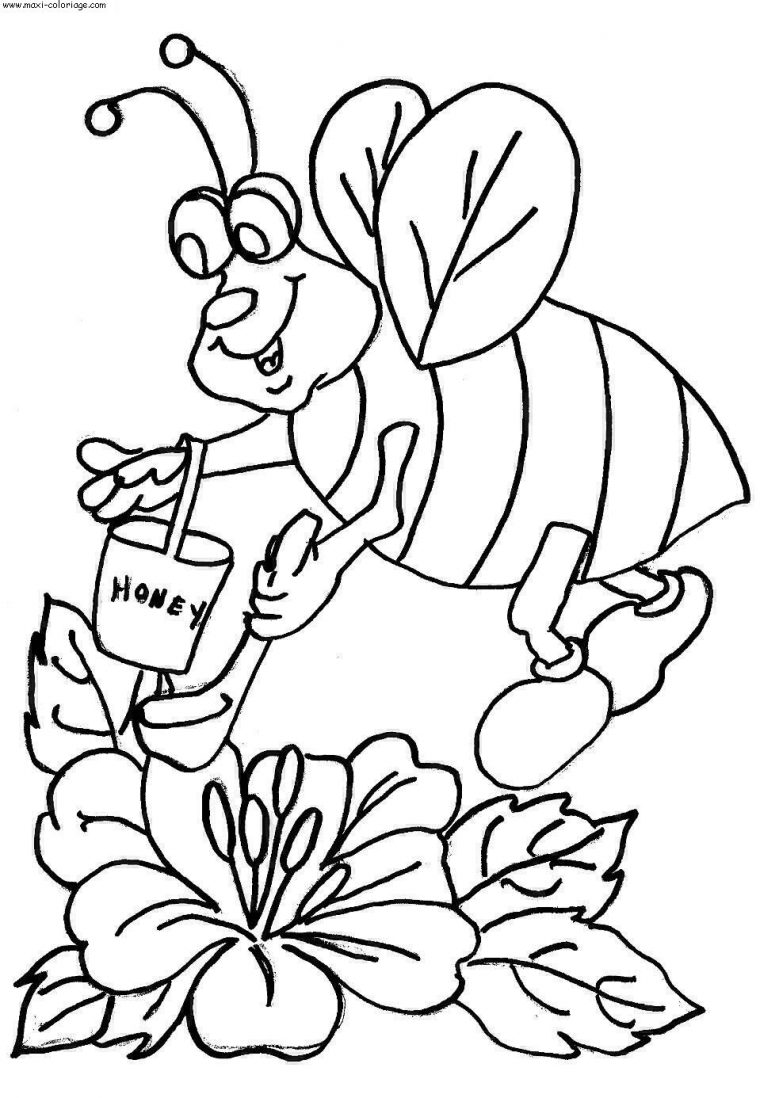 Coloriage Abeilles, Dessin Abeilles, Abeilles Coloriage N°4004 encequiconcerne Coloriages Abeilles