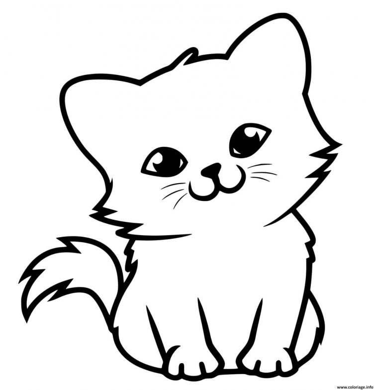 Coloriage Adorable Petit Chaton Dessin Chat À Imprimer pour Coloriage Mignon A Imprimer