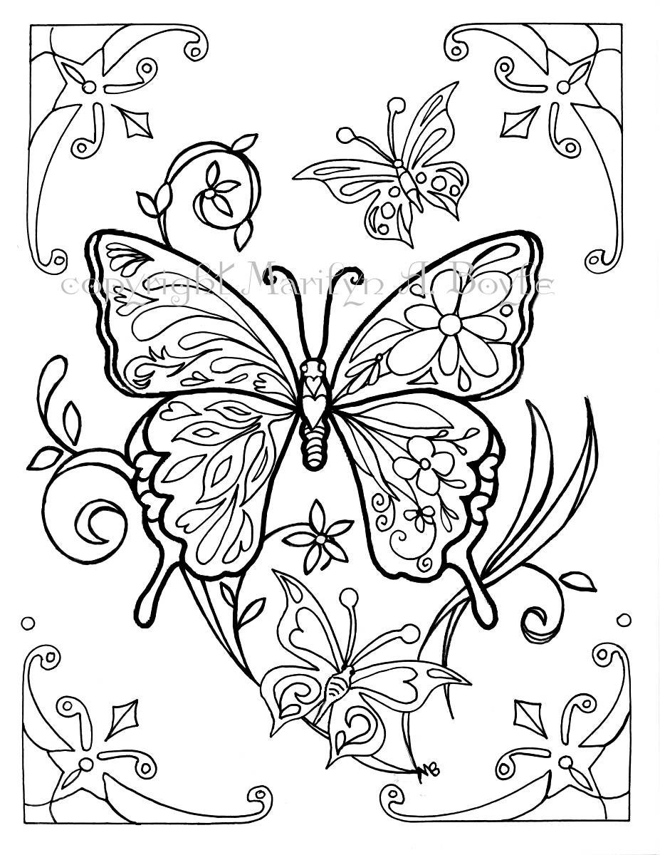 Coloriage Adulte Papillons Numériques En Téléchargement intérieur Papillon En Coloriage