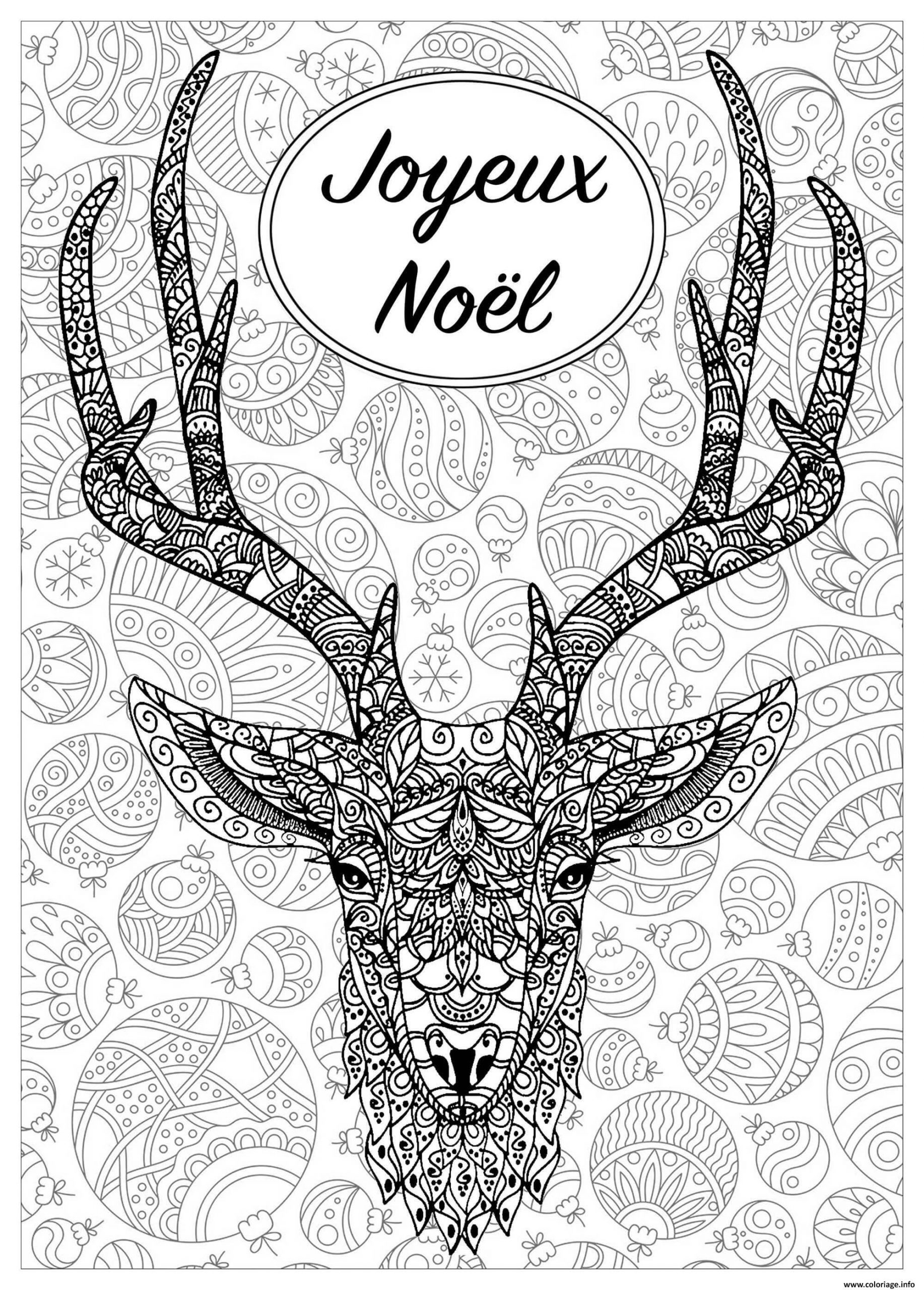 Coloriage Adulte Renne Noel Avec Texte Dessin Noel Adulte pour Coloriage Noel 