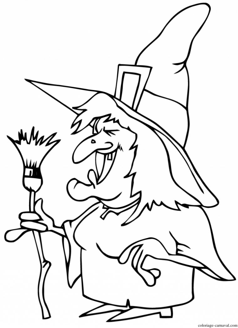 Coloriage Affreuse Sorciere Qui Fait Peur Halloween À tout Sorciere Dessin