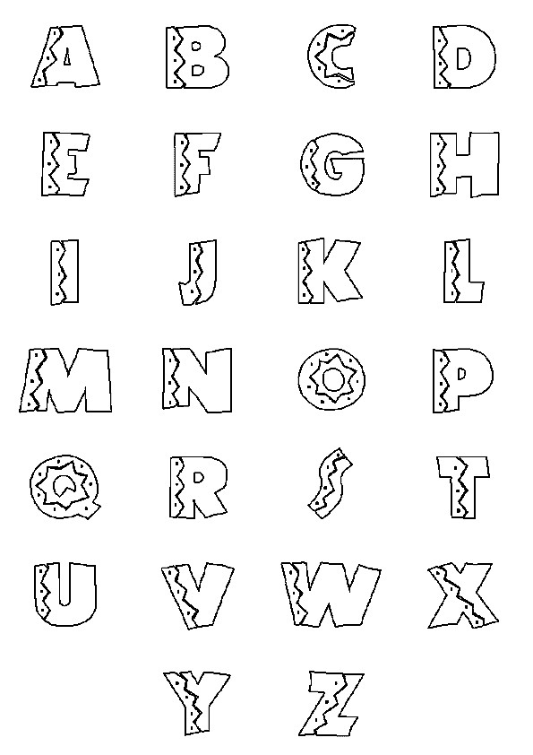 Coloriage Alphabet Décoré En Noir Dessin Gratuit À Imprimer à Lettres Enluminées À Imprimer 