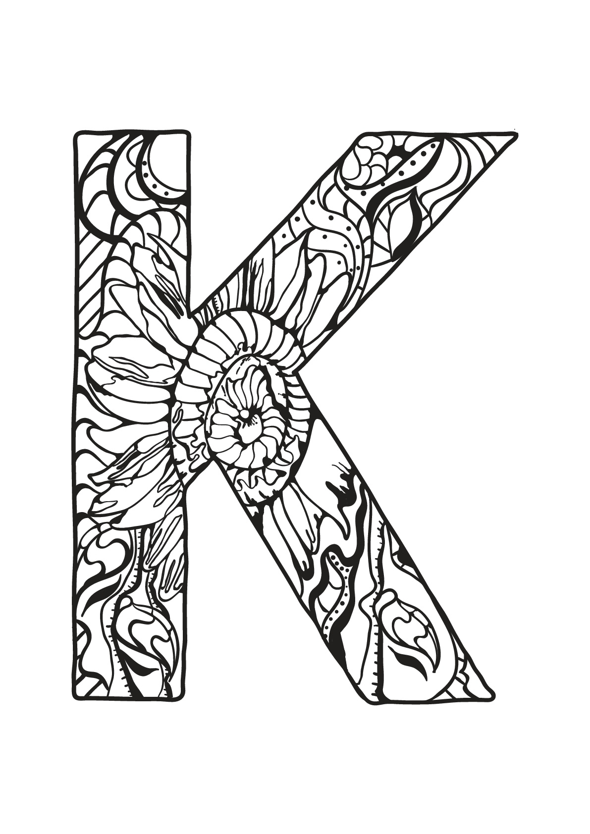 Coloriage-Alphabet-Lettre-K  Moncoloriage.fr pour Coloriage Lettres 