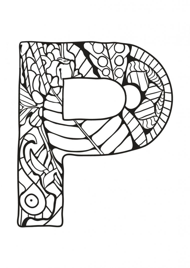 Coloriage-Alphabet-Lettre-P  Moncoloriage.fr avec Coloriage Lettre